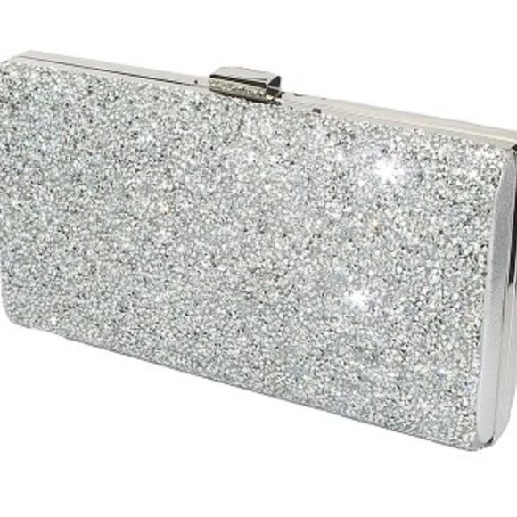 Silver Rhinestone Evening Clutch Bag with short and long strap - Picture 5 of 11